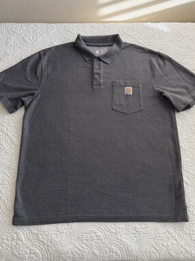Carhartt Men's Polo Shirt Charcoal Heather Gray Relaxed Golf Casual Active L